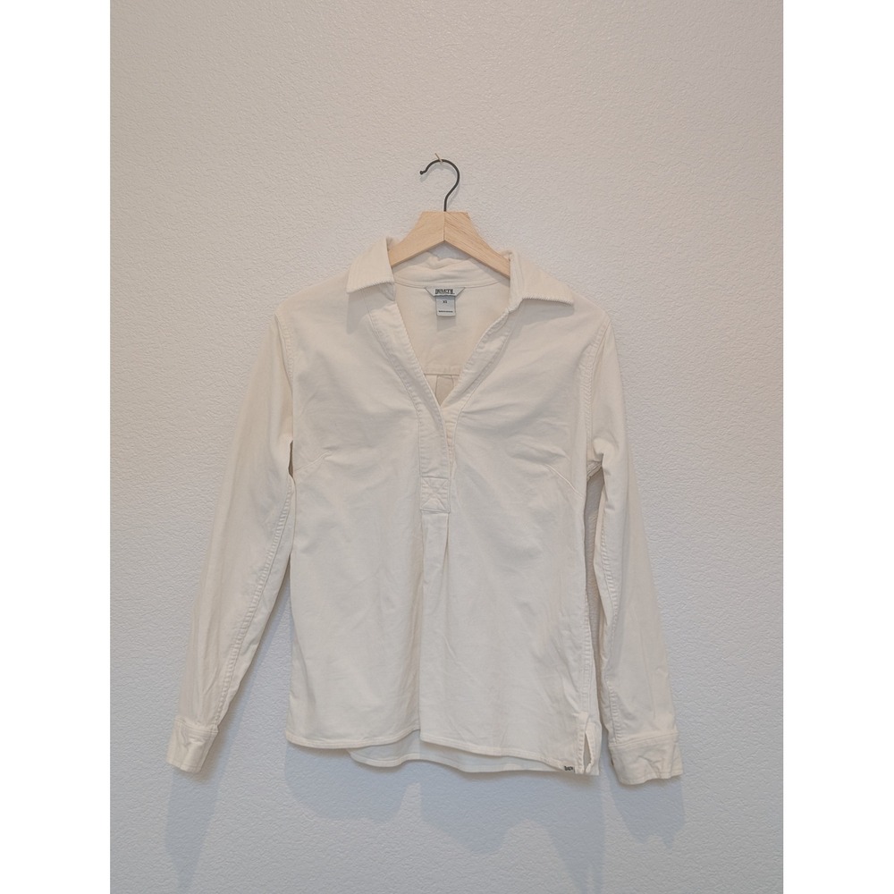 Duluth Trading Co Womens XS Corduroy Pullover Shirt Cream